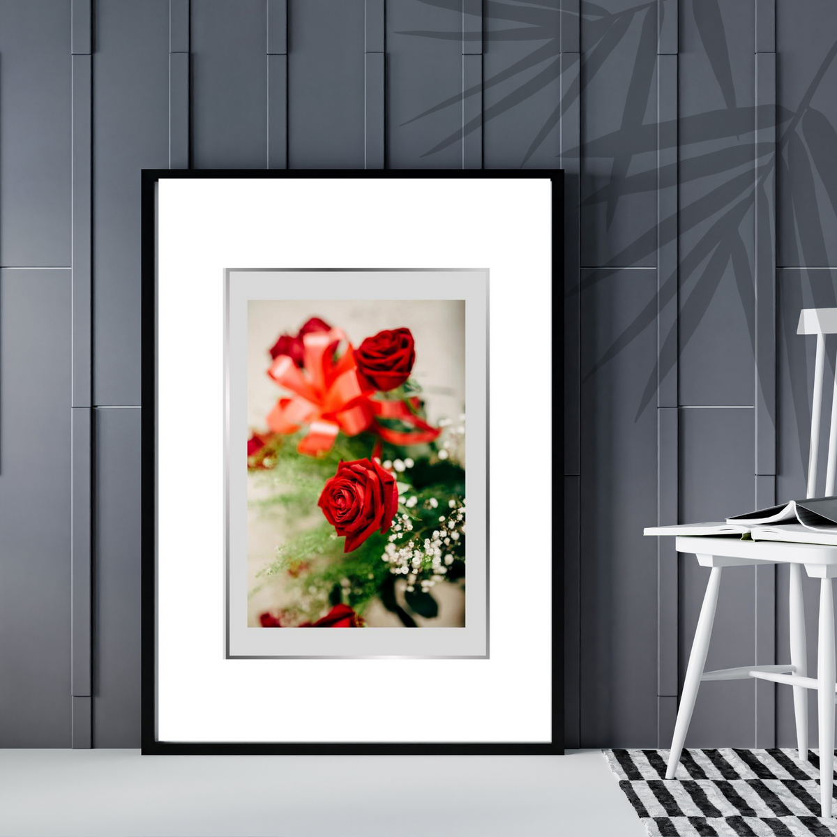 Red Floral Wall Art Set | 3 Printable Prints with Green Leaves on White Background – Digital Download