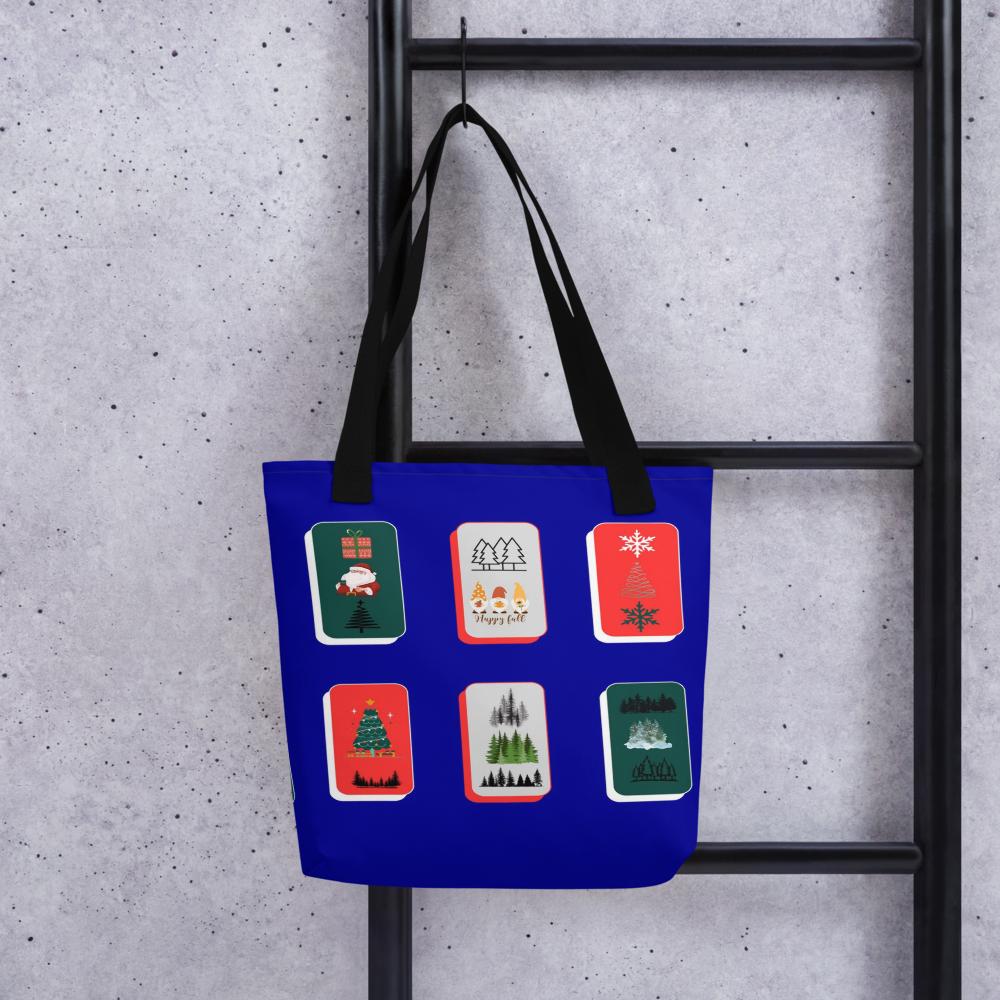 Royal Blue Christmas Tote Bag – Elegant 15×15″ Reusable Holiday Shopping Bag