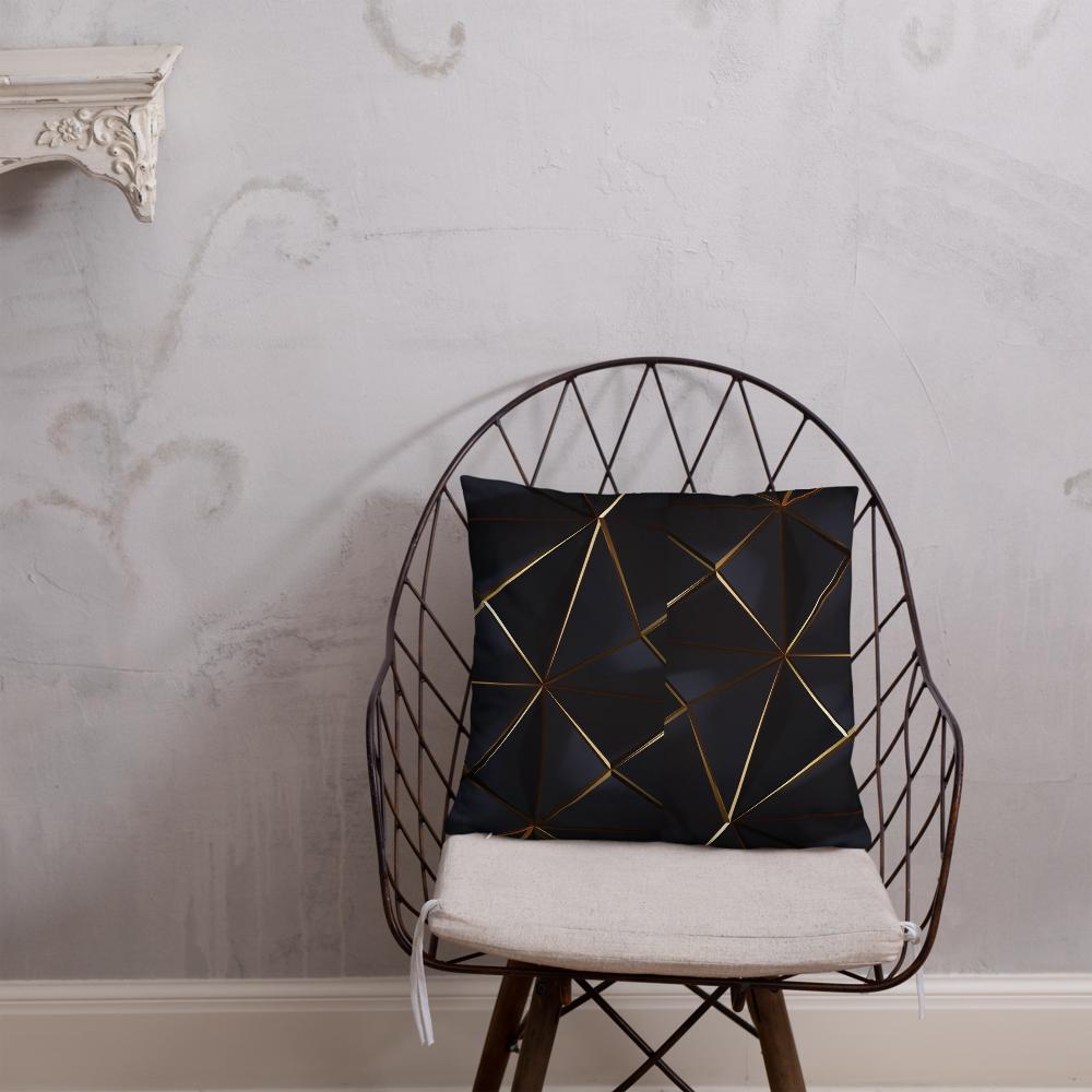 Black Throw Pillow with Tiny Gold Pattern – 18x18” | Minimal Luxe Accent Cushion