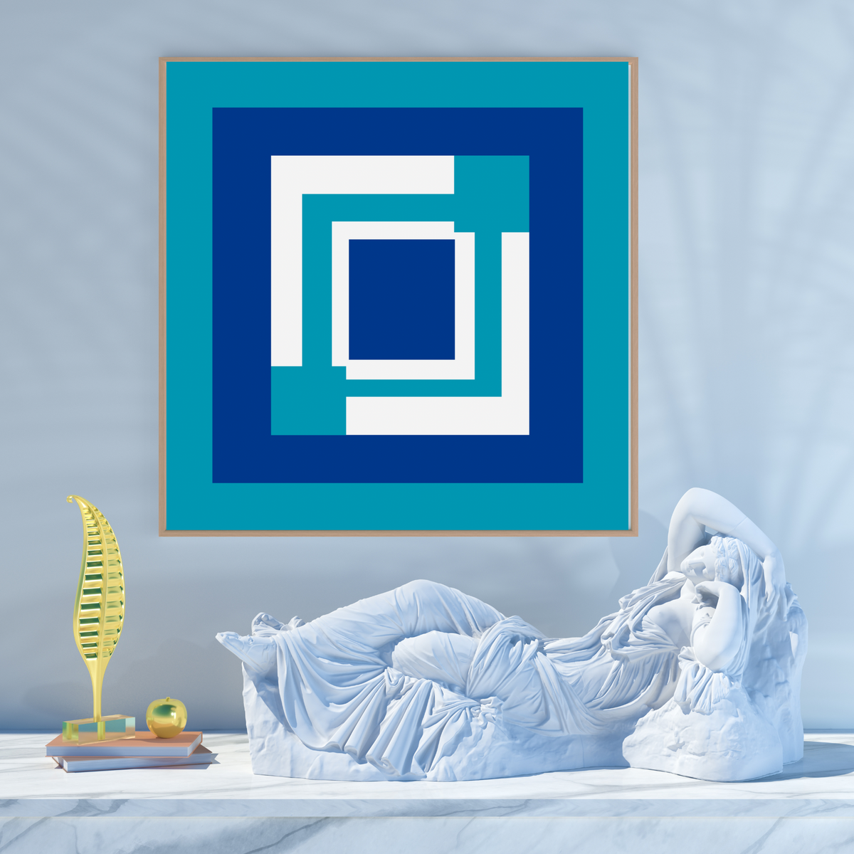 Blue & White Abstract Wall Art Set – 2-Piece Square Digital Download (20×20, 24×24, 36×36)