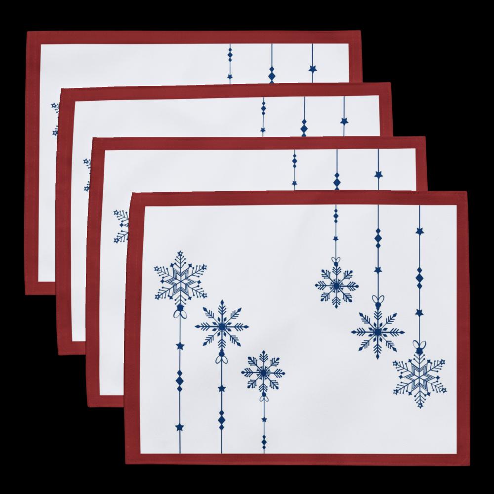 Christmas Placemat Set – 4-Pack 18x14 Holiday Table Placemats in Red, White & Blue