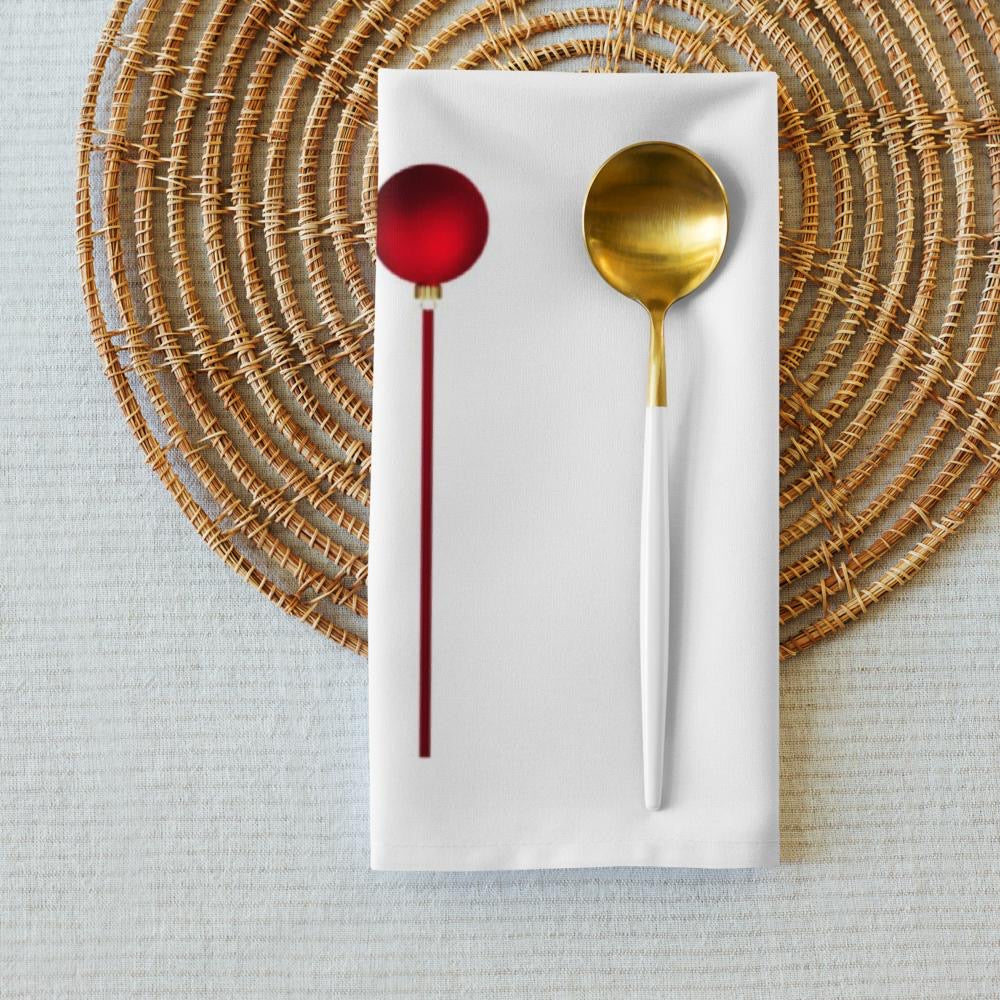 Red & White Festive Cloth Napkin Set (4) — 20 x 20 in Reusable Christmas Table Linens