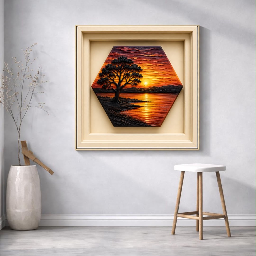 Luxury Sculptural Sunset Landscape Wall Art Set of 10 | Premium Square Nature Gallery Collection | Modern Digital Download | 40 Printable Files