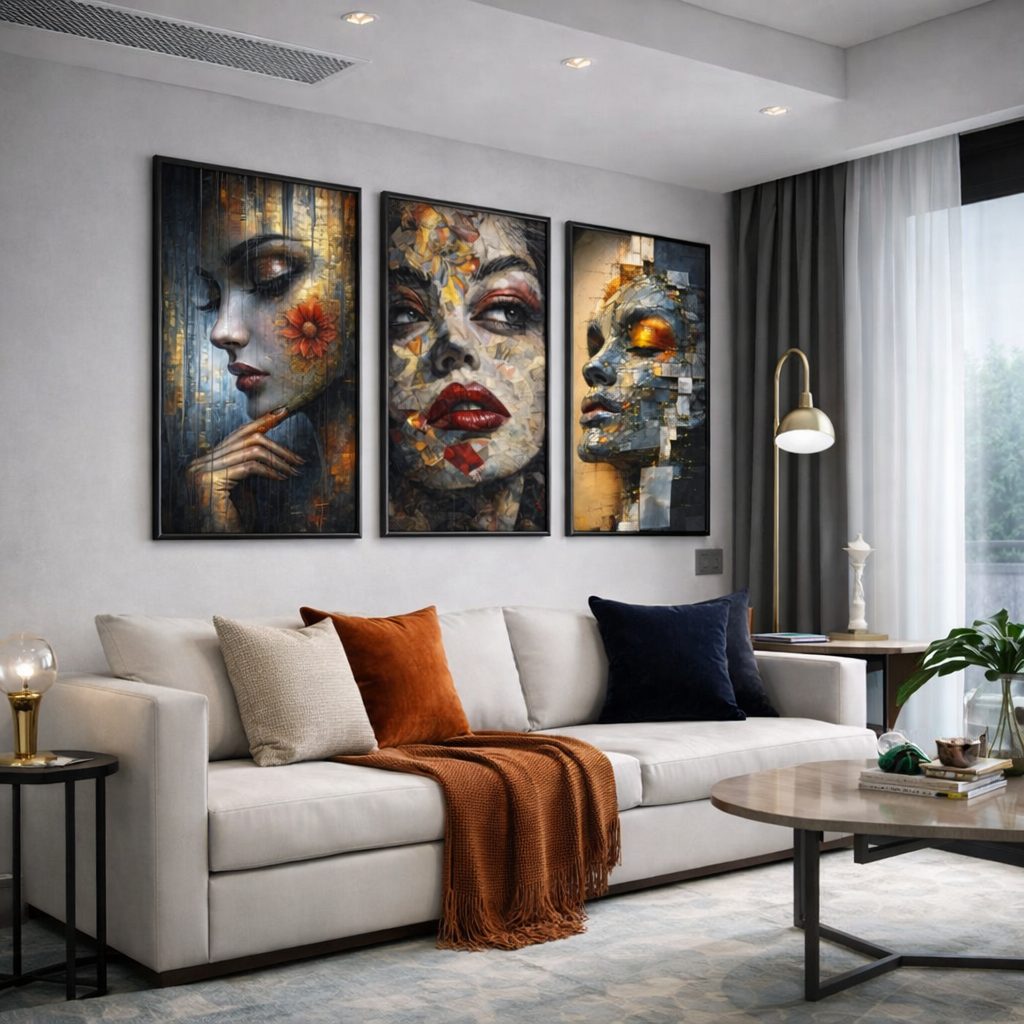Luxury Abstract Portrait Wall Art Set – Modern Feminine Face Printable Decor – Contemporary Gallery Digital Download (11x14, 16x20, 18x24, 24x36)