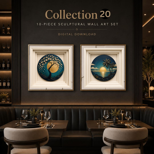 Set of 10 Sculptural Landscape Sunset Wall Art Prints | Nature-Inspired Abstract Gallery Collection | Instant Download Wall Art for Homes, Hotels, Airbnbs, Offices & Restaurants