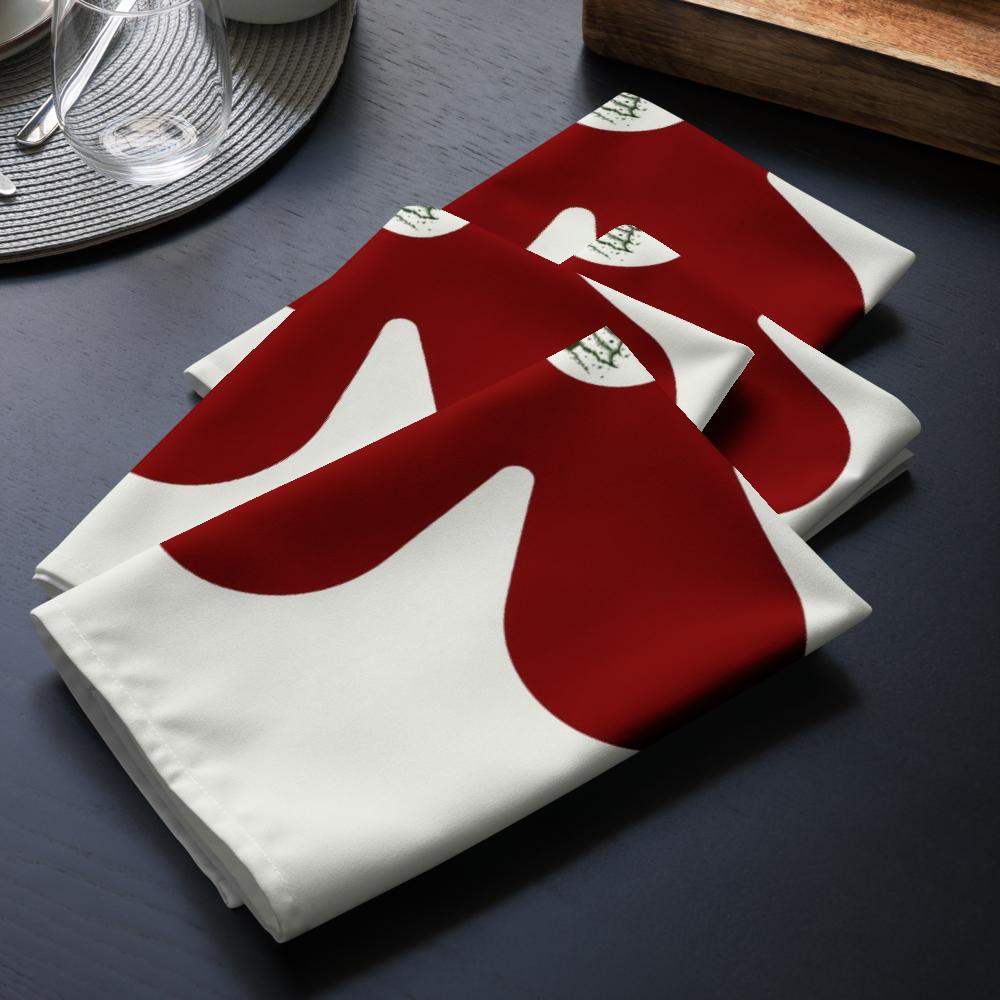 Red & White Christmas Cloth Napkin Set (4) — 20 x 20 in Reusable Polyester Dinner Napkins