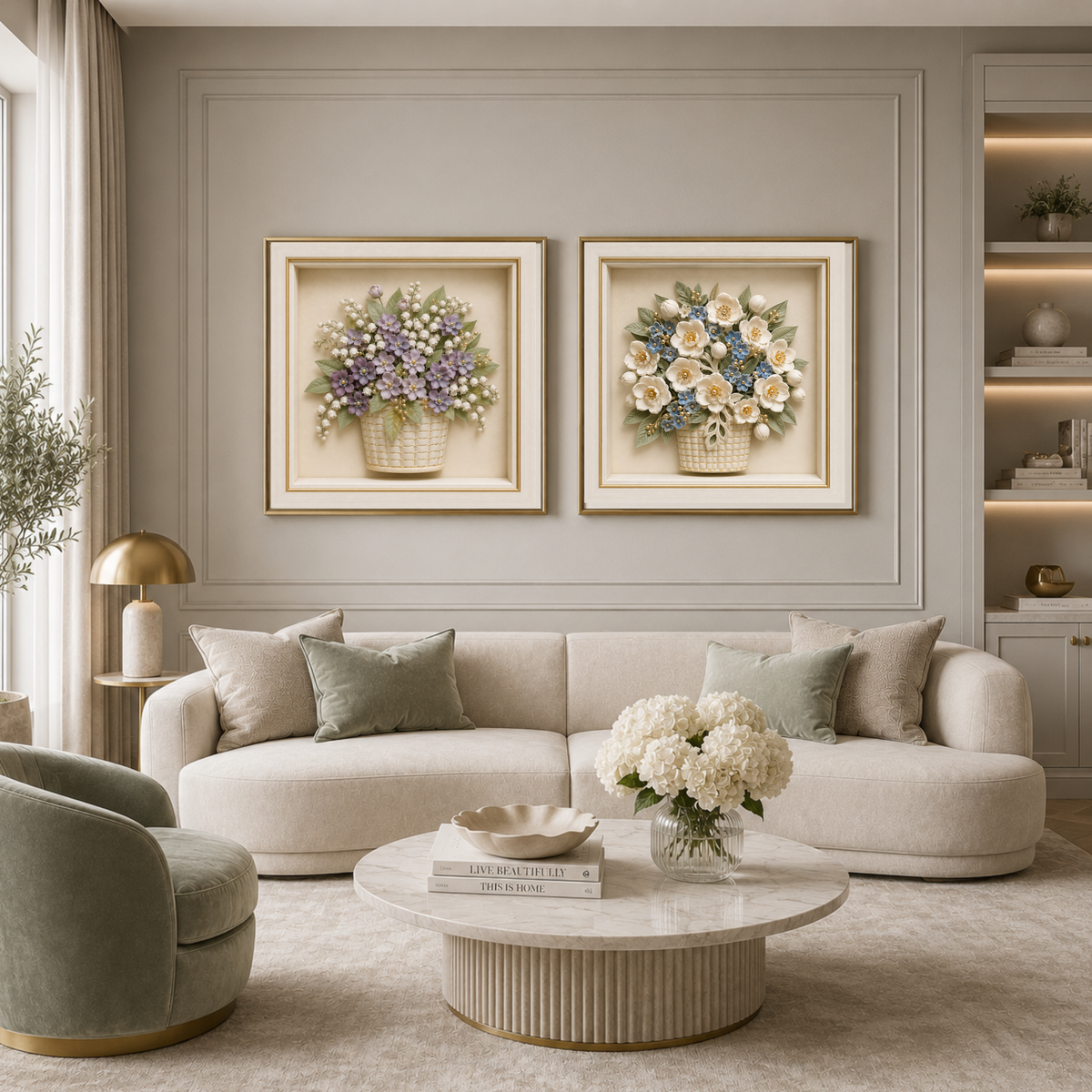 Set of 10 Sculptural Floral Wall Art Prints | Modern Botanical Gallery Collection | Instant Download Digital Wall Art Set