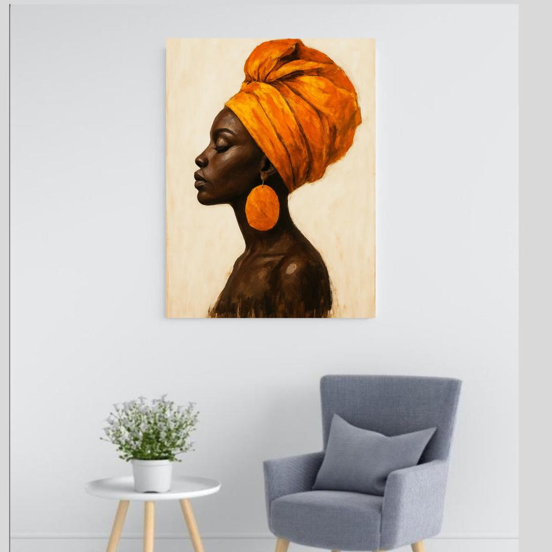 Afrocentric Orange & Beige Wall Art Bundle – Printable Digital Set