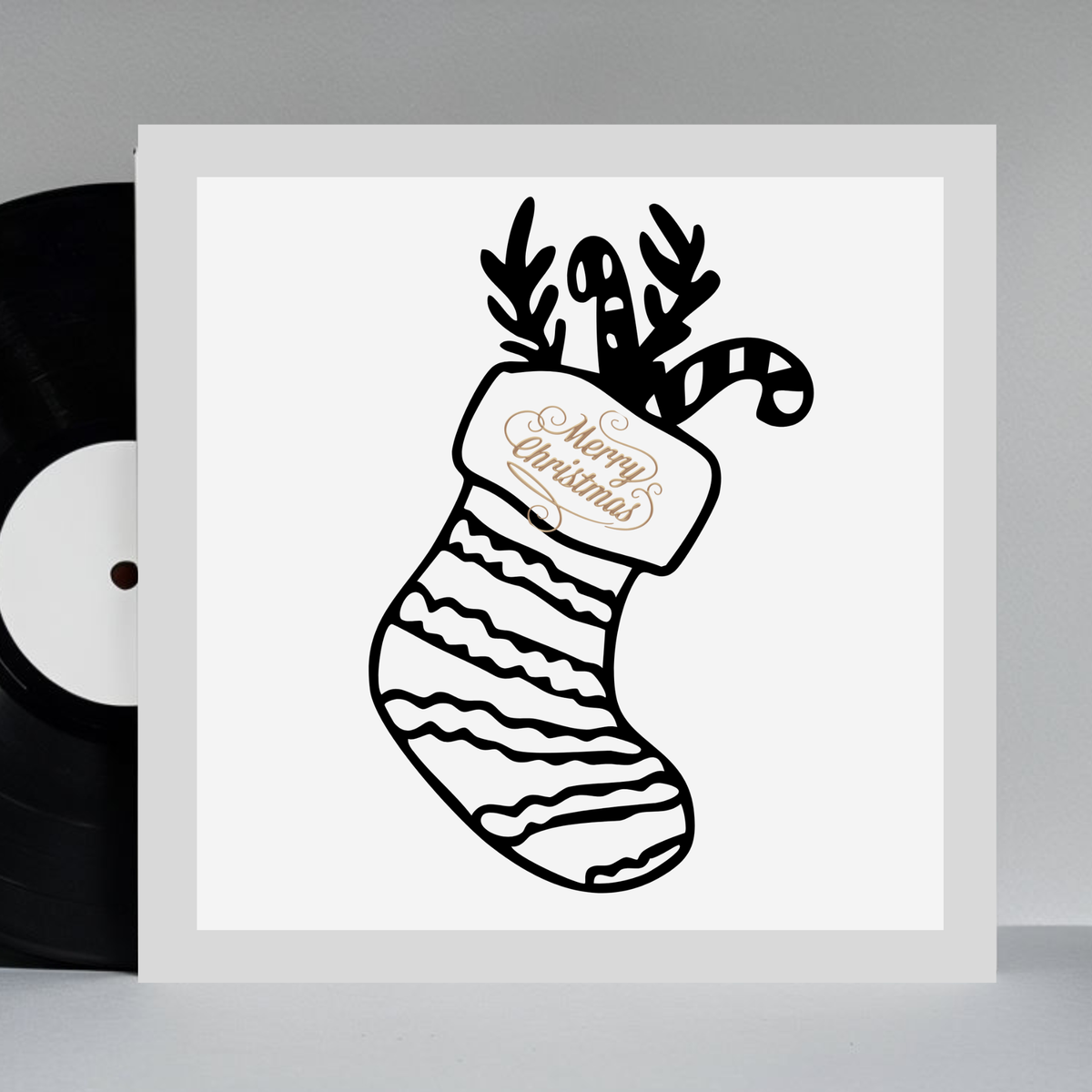 Minimalist Christmas Wall Art Set of 4 | Black and White Holiday Prints on Soft Grey Background | Modern Calm Christmas Digital Download
