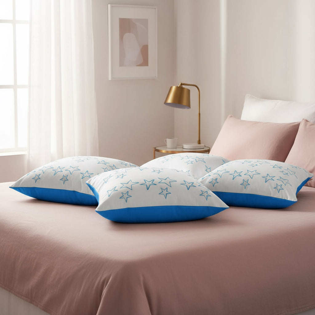 White and Blue Abstract Decorative Throw Pillow – Modern Accent Cushion, 22×22 Inch