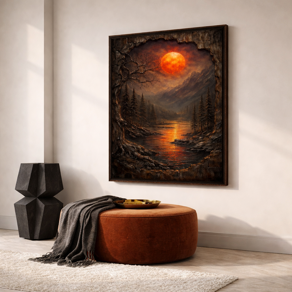 Dark Forest Deer Wall Art Set – Moonlit Wilderness Printable – Moody Rustic Digital Download (11x14, 16x20, 18x24, 24x36)