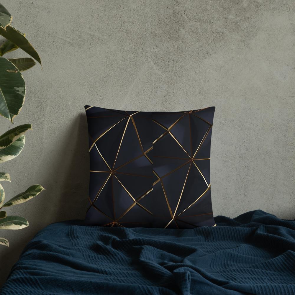 Black Throw Pillow with Tiny Gold Pattern – 18x18” | Minimal Luxe Accent Cushion