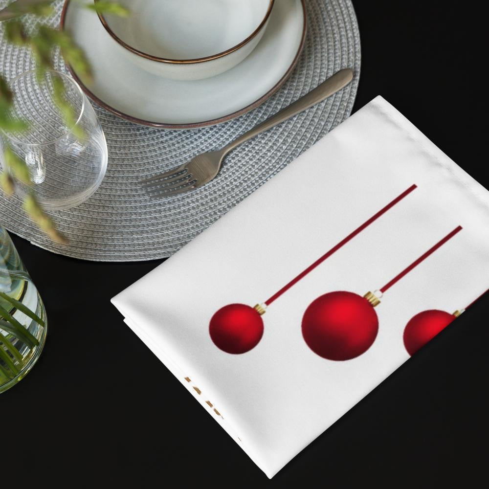 Red & White Festive Cloth Napkin Set (4) — 20 x 20 in Reusable Christmas Table Linens