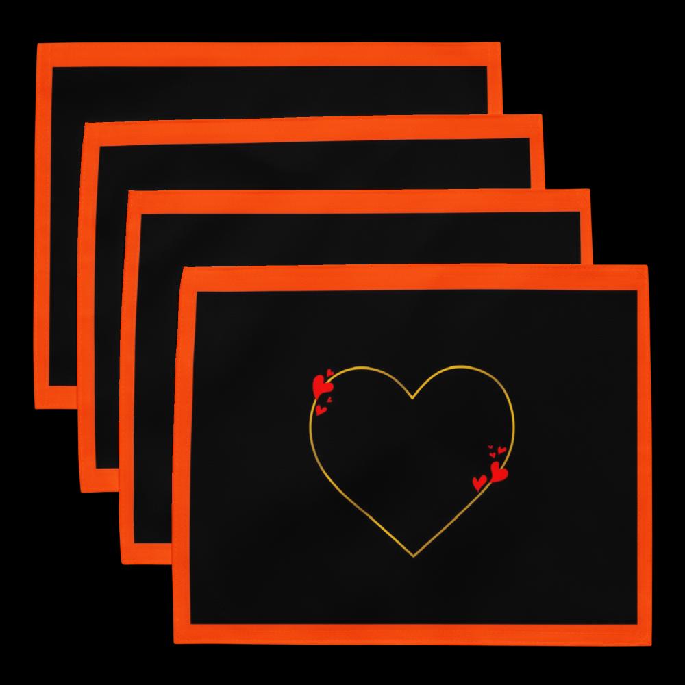 Orange & Black Placemat Set of 4 – 18x14 Inch Washable Heat-Resistant Table Mats for Dining Table Décor