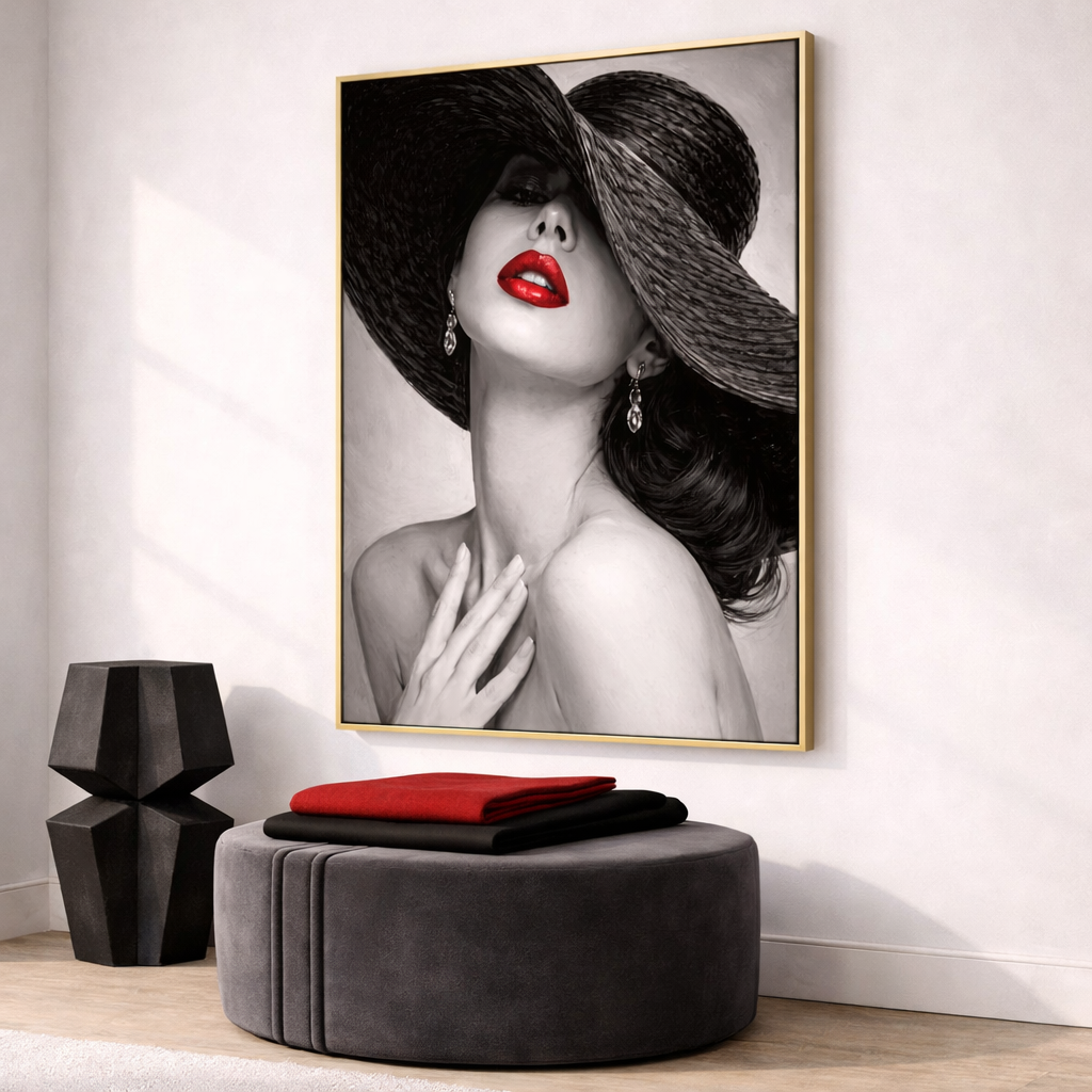 Red Lips Fashion Wall Art Set – Black and White Glam Printable Decor – Modern Luxury Digital Download (11x14, 16x20, 18x24, 24x36)