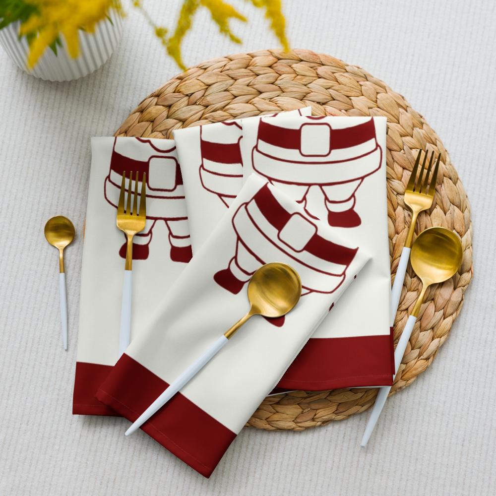 Red & White Holiday Cloth Napkin Set (4) — 20 x 20 in Reusable Christmas Dinner Napkins