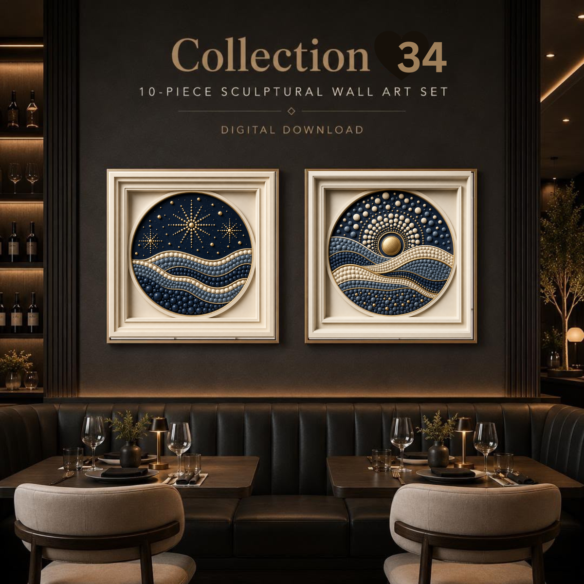 Contemporary Abstract Wall Art Set of 10 | Luxury Sculptural Square Art Collection | Premium Digital Download | 40 Printable Files