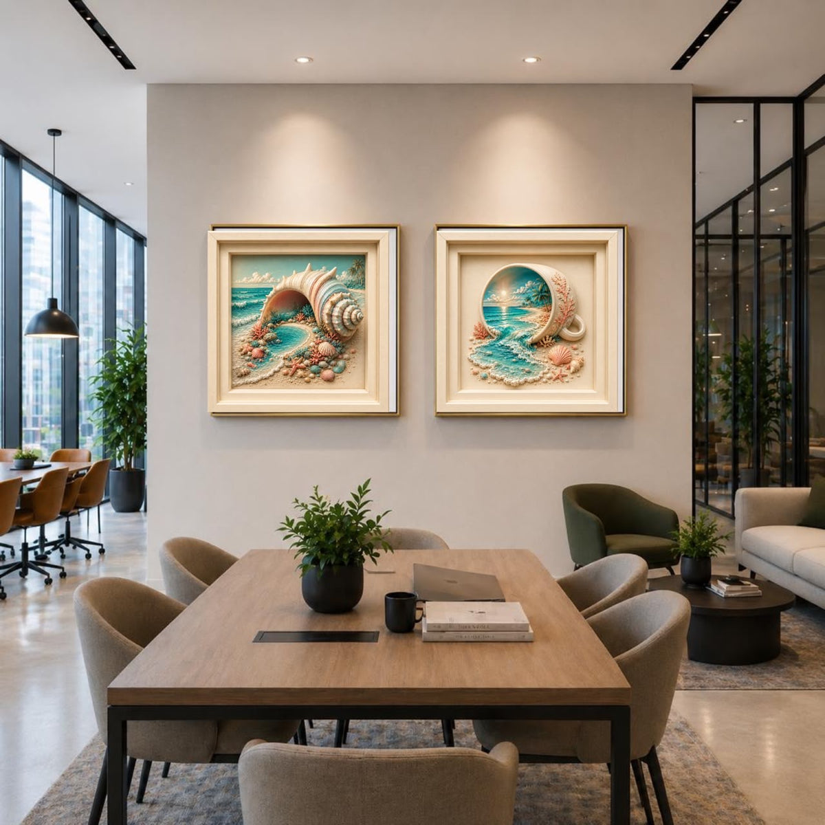 Luxury Sculptural Coastal Wall Art Set of 10 | Premium Square Ocean Gallery Collection | Modern Beach Digital Download | 40 Printable Files