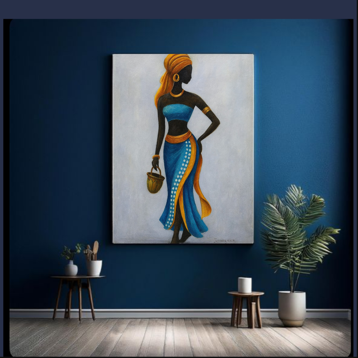 Afrocentric Yellow & Blue Wall Art Bundle – Printable Digital Set