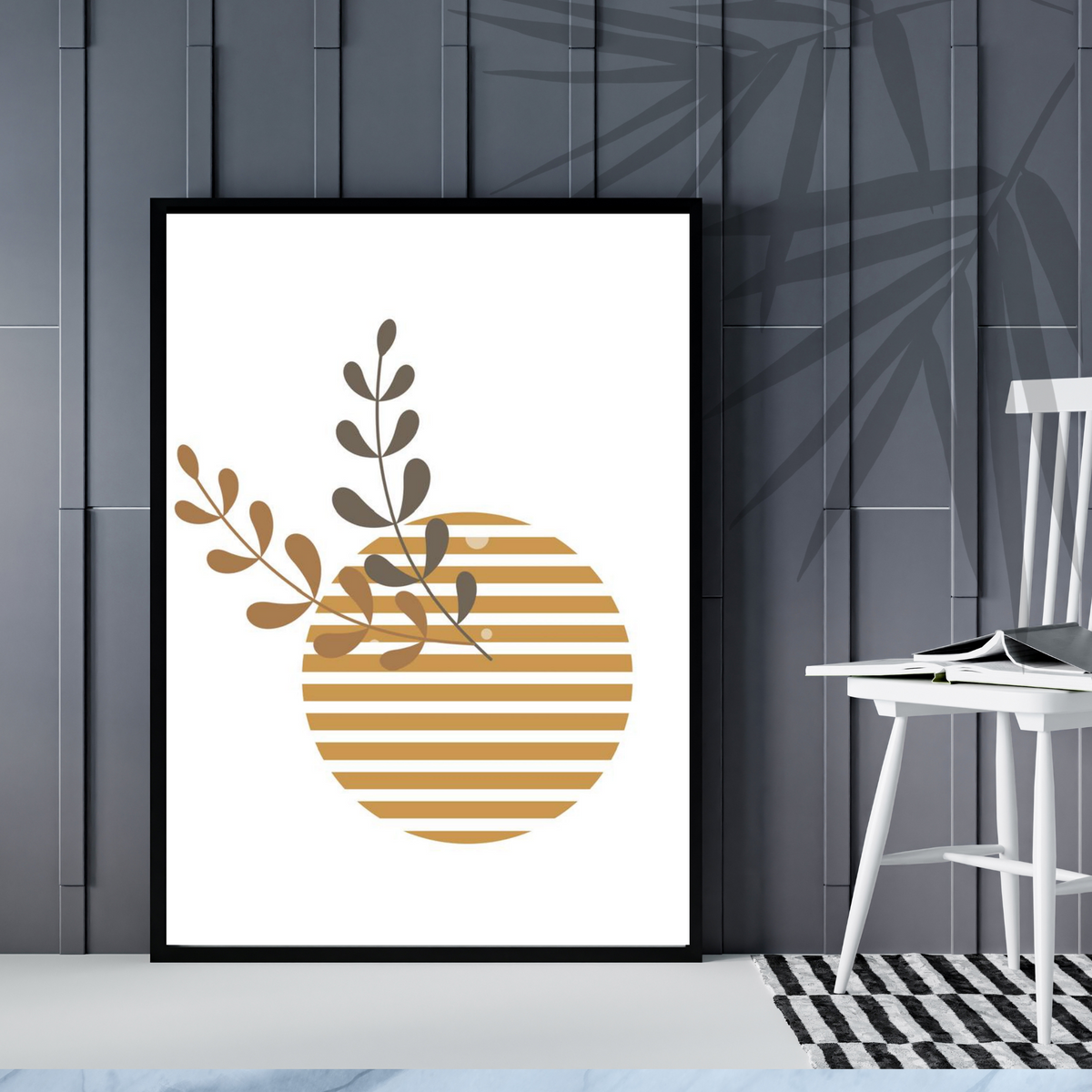 Boho Calabash Wall Art Set – 3 Printable Art Prints in Brown & Beige on White Background