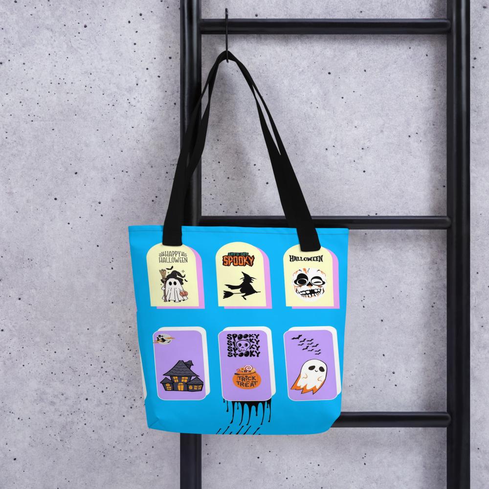 Blue Halloween Tote Bag – 15”x15” Reusable Trick-or-Treat & Everyday Carry Bag
