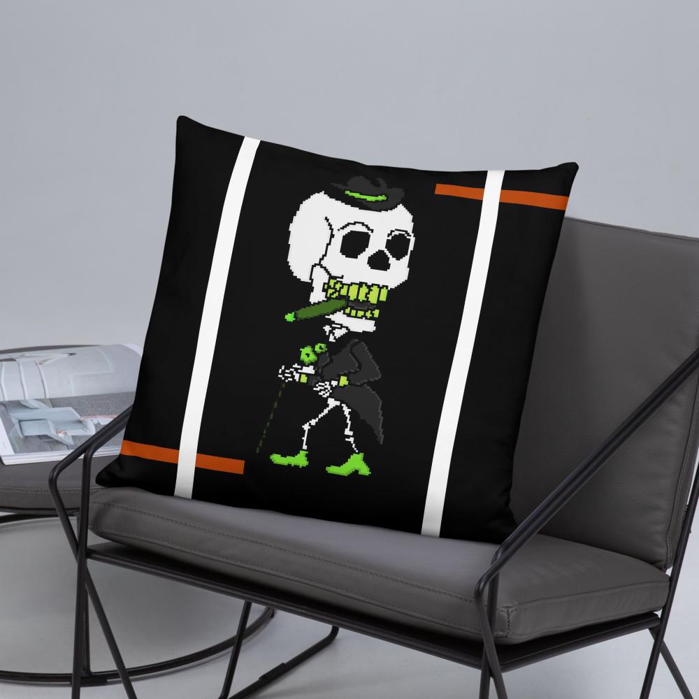 Black & White Halloween Throw Pillow – 22x22 Spooky Decorative Cushion