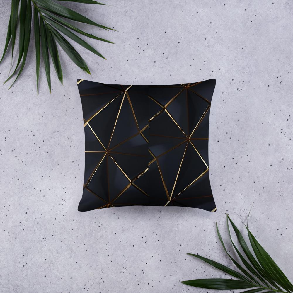 Black Throw Pillow with Tiny Gold Pattern – 18x18” | Minimal Luxe Accent Cushion