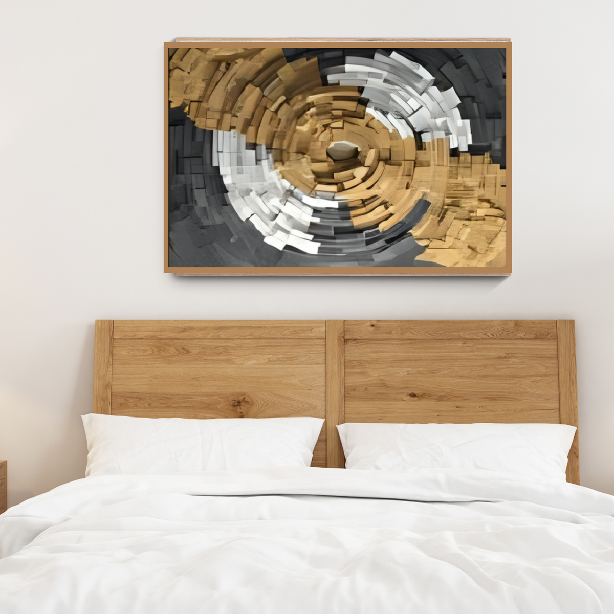 3D Black, Gold & White Abstract Wall Art – 2-Piece Digital Landscape Set (Instant Download, 3 Sizes)