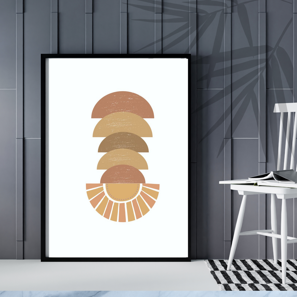 Boho Calabash Wall Art Set – 3 Printable Art Prints in Brown & Beige on White Background