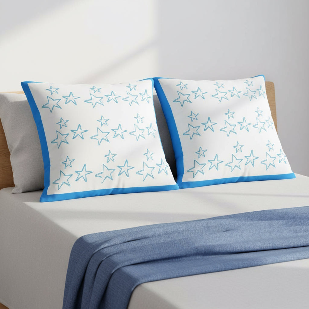 White and Blue Abstract Decorative Throw Pillow – Modern Accent Cushion, 22×22 Inch