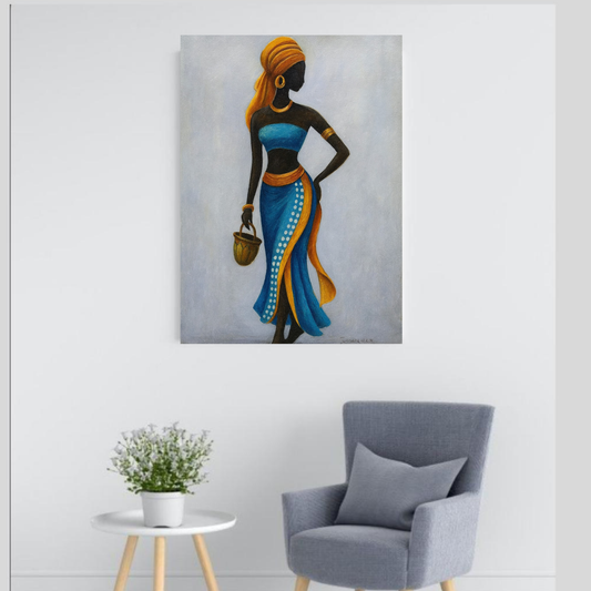 Afrocentric Yellow & Blue Wall Art Bundle – Printable Digital Set
