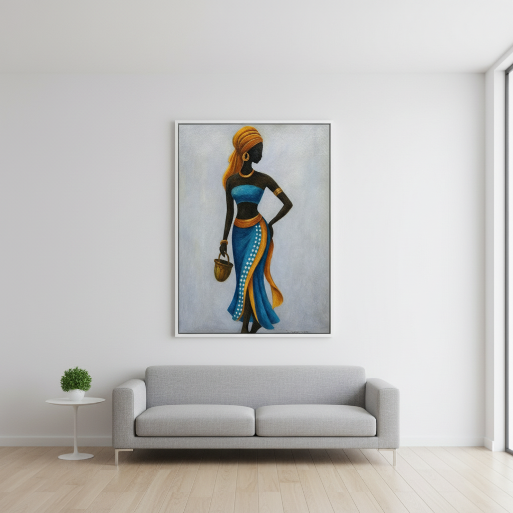 Afrocentric Yellow & Blue Wall Art Bundle – Printable Digital Set