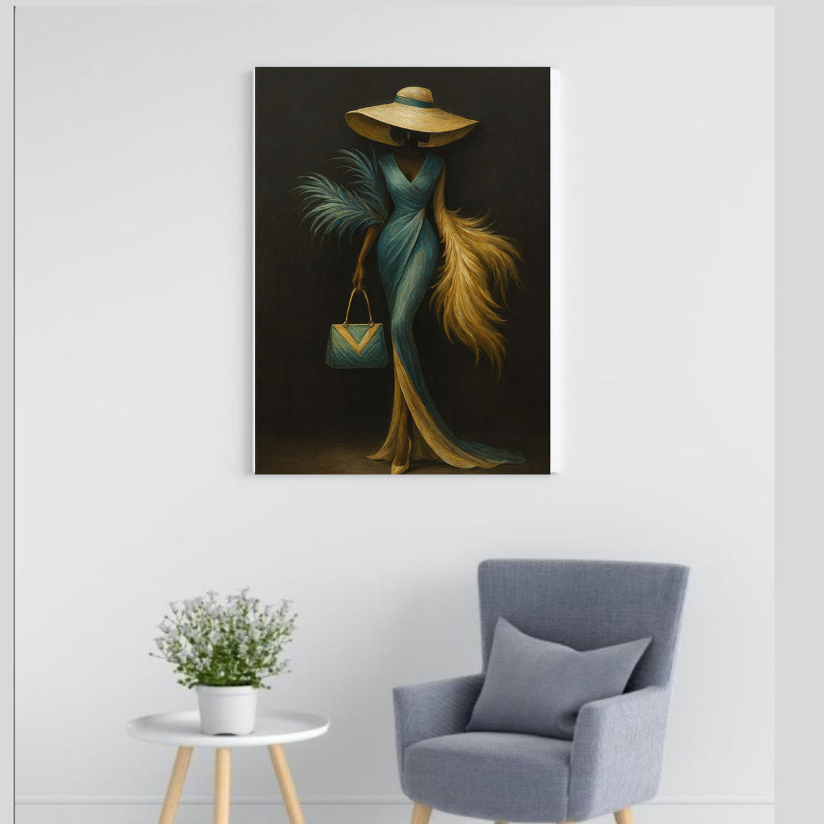 Fashion-Inspired Blue Wall Art Set of 2 – Elegant Modern Woman Art, Printable Digital Download (16x20, 18x24, 24x36)