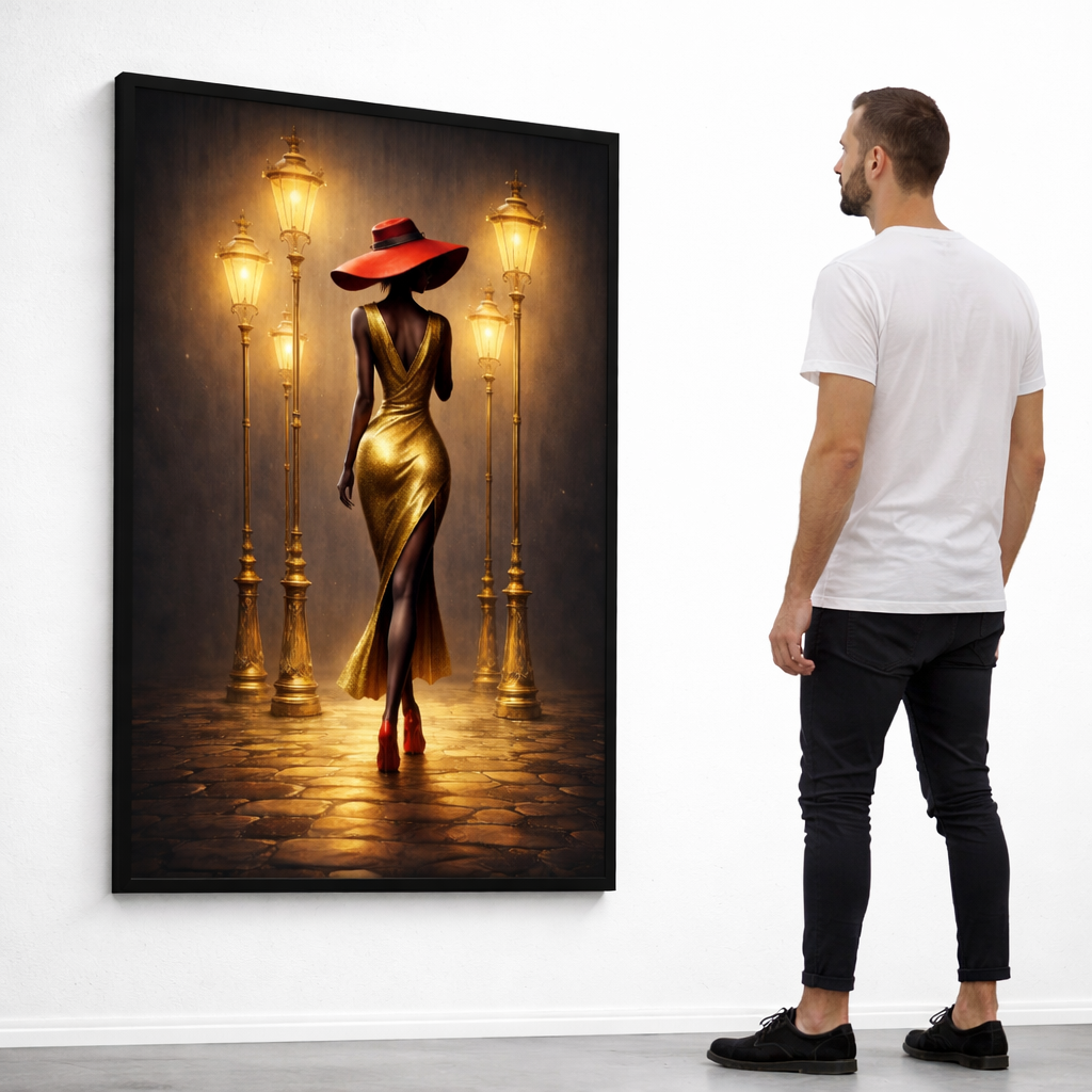 Luxury Gold & Red Woman Wall Art Set of 3 – Elegant Fashion Illustration Digital Download (Instant Print)