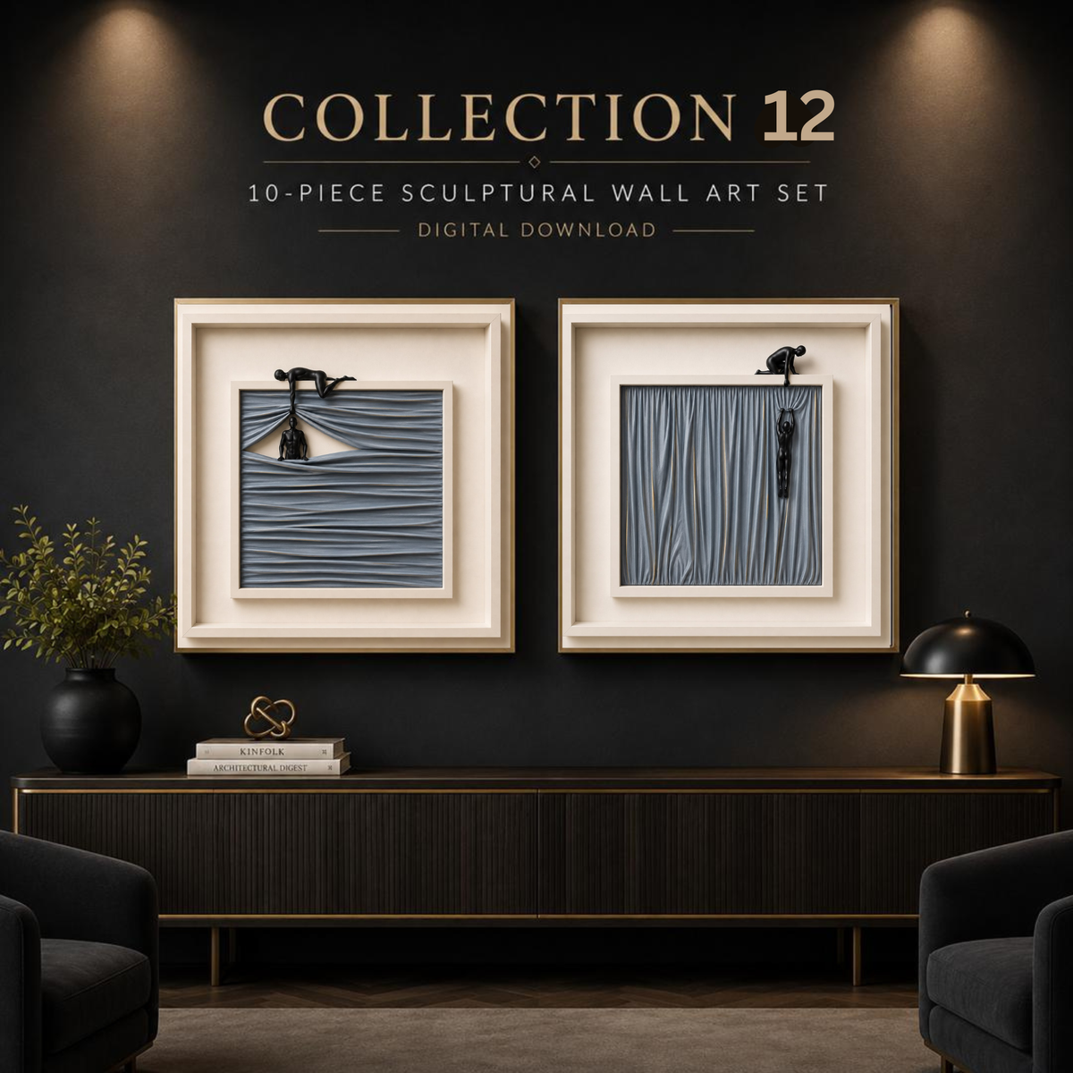 Curated Abstract Wall Art Collection – 10-Piece Luxury Square Gallery Set | Instant Digital Download