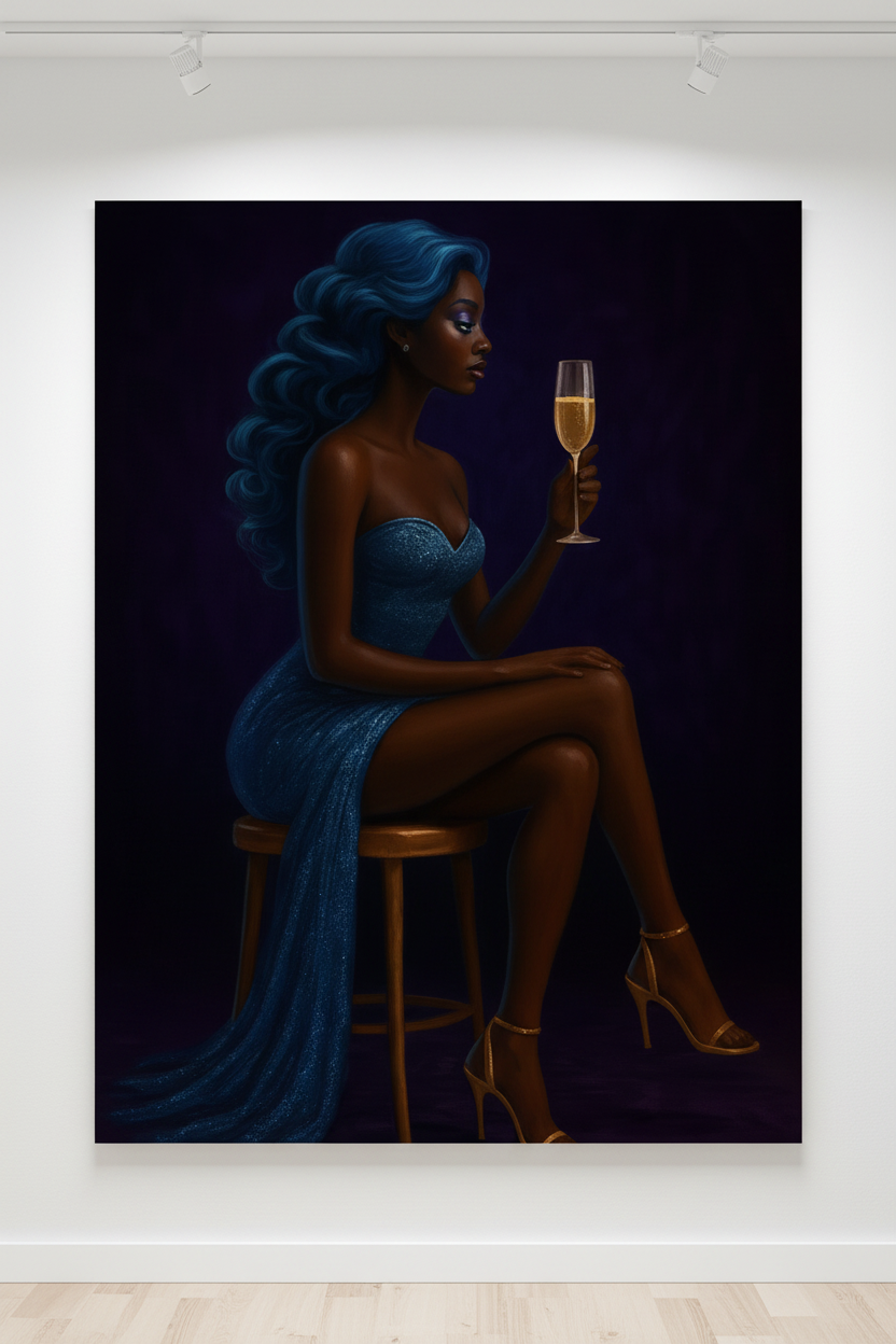 Elegant Blue Fashion Wall Art | Luxury Feminine Statement Decor