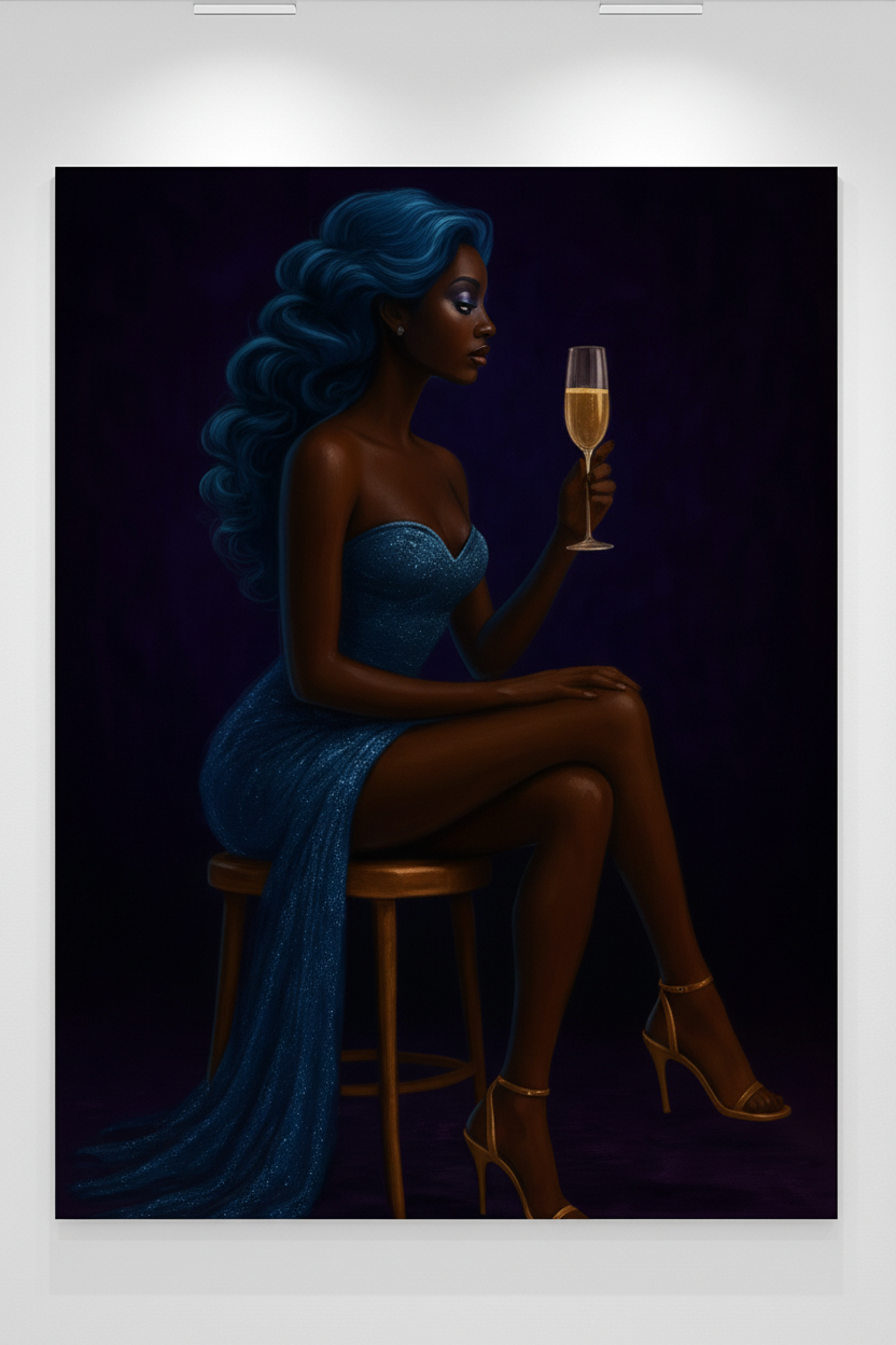 Elegant Blue Fashion Wall Art | Luxury Feminine Statement Decor