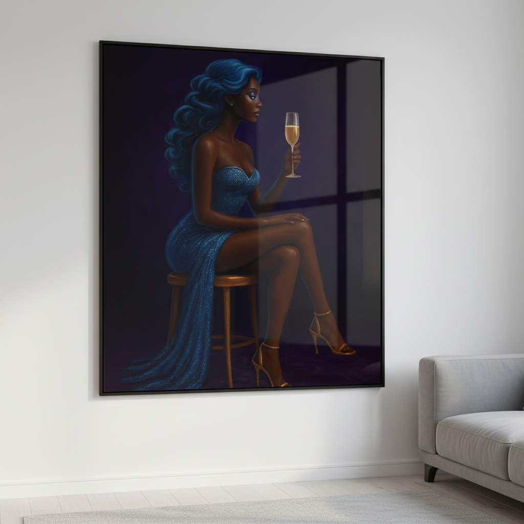 Elegant Blue Fashion Wall Art | Luxury Feminine Statement Decor