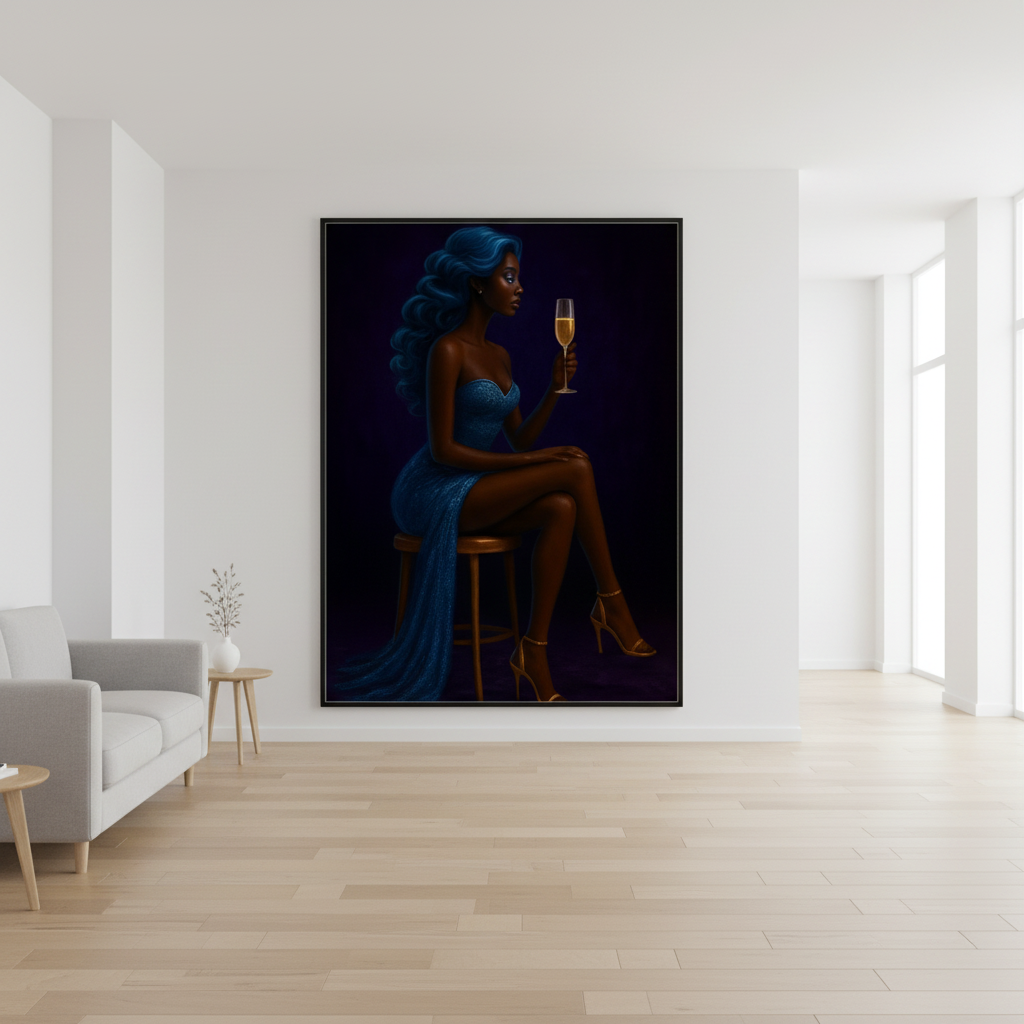 Elegant Blue Fashion Wall Art | Luxury Feminine Statement Decor
