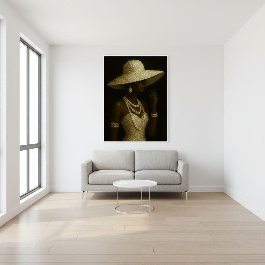 Pearl Fashion Silhouette Wall Art | Elegant Feminine Luxury Decor