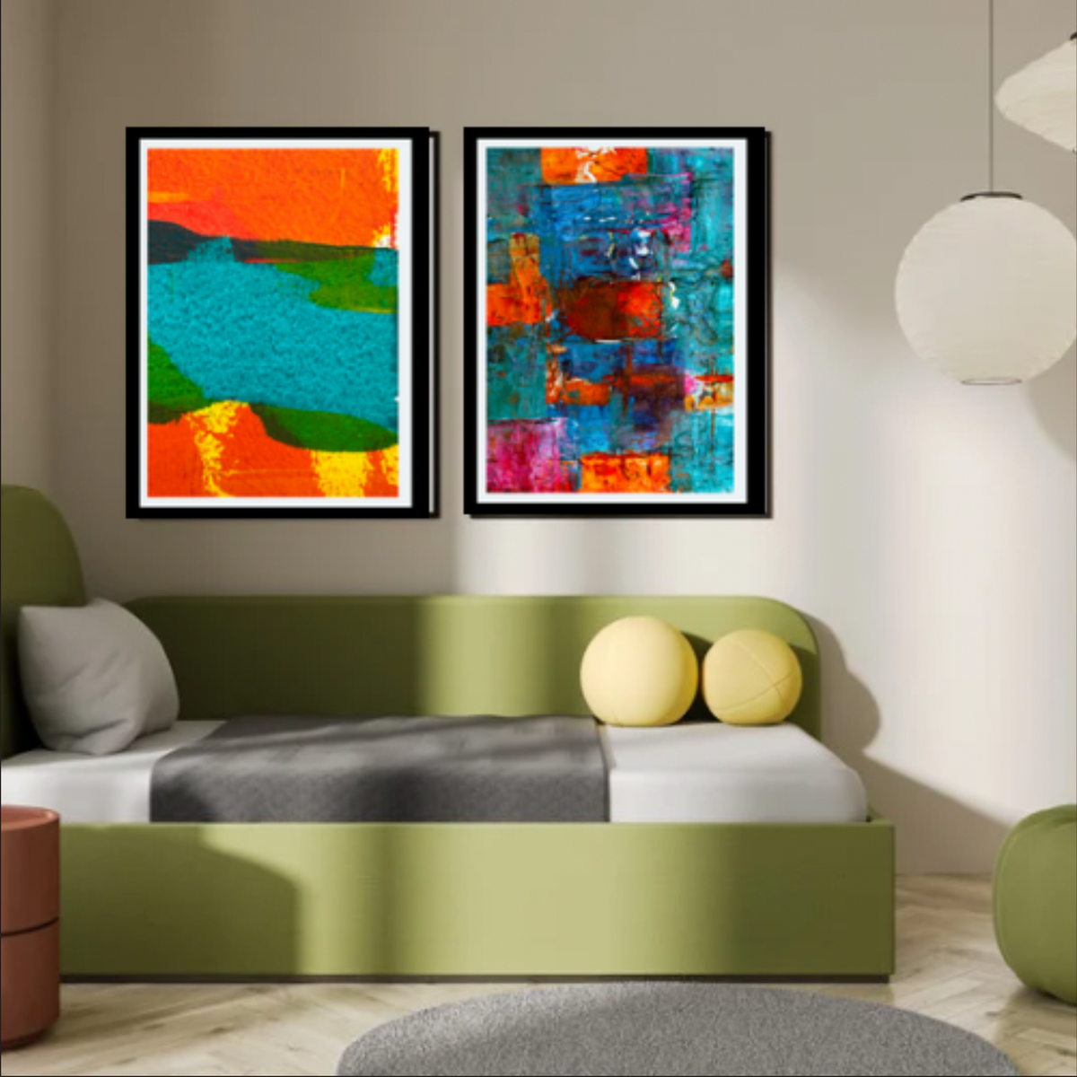 Colorful Abstract Wall Art – 4-Piece Digital Download Set (16x20, 18x24, 24x36 Inches)
