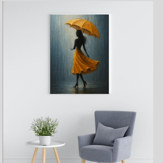 Yellow Accent Abstract Portrait Wall Art – 2-Piece Digital Canvas Set