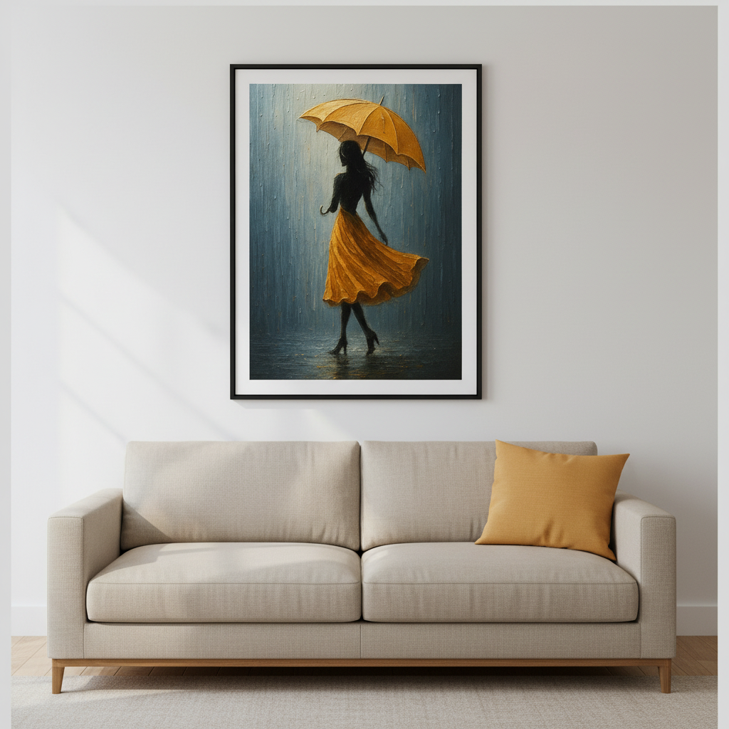 Yellow Accent Abstract Portrait Wall Art – 2-Piece Digital Canvas Set