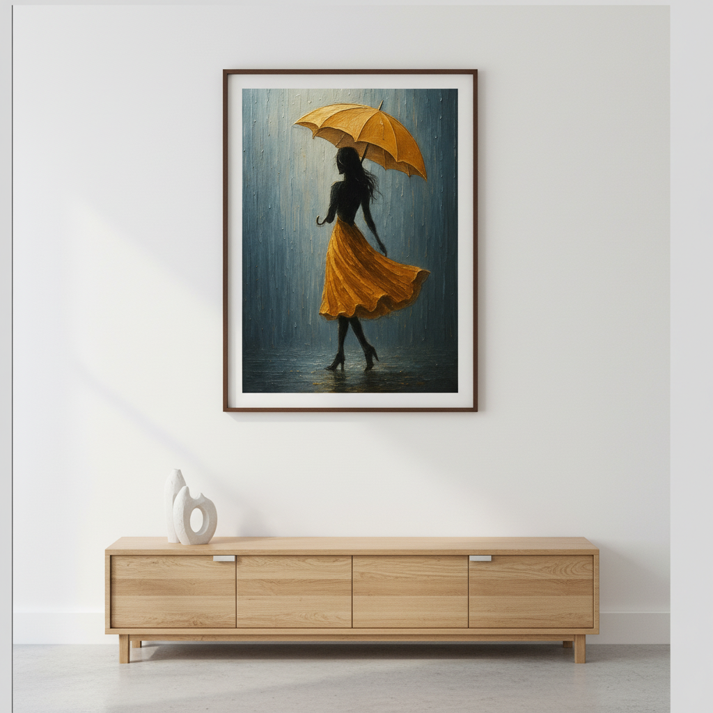 Yellow Accent Abstract Portrait Wall Art – 2-Piece Digital Canvas Set