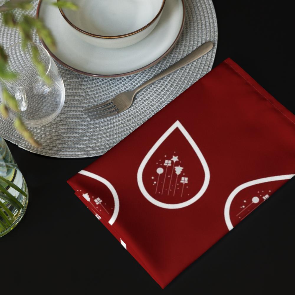 Red Christmas Cloth Napkin – 20x20 Inch Reusable Holiday Dinner Napkin with Festive Christmas Design | Elegant Fabric Napkin for Table Settings, Parties & Family Gatherings