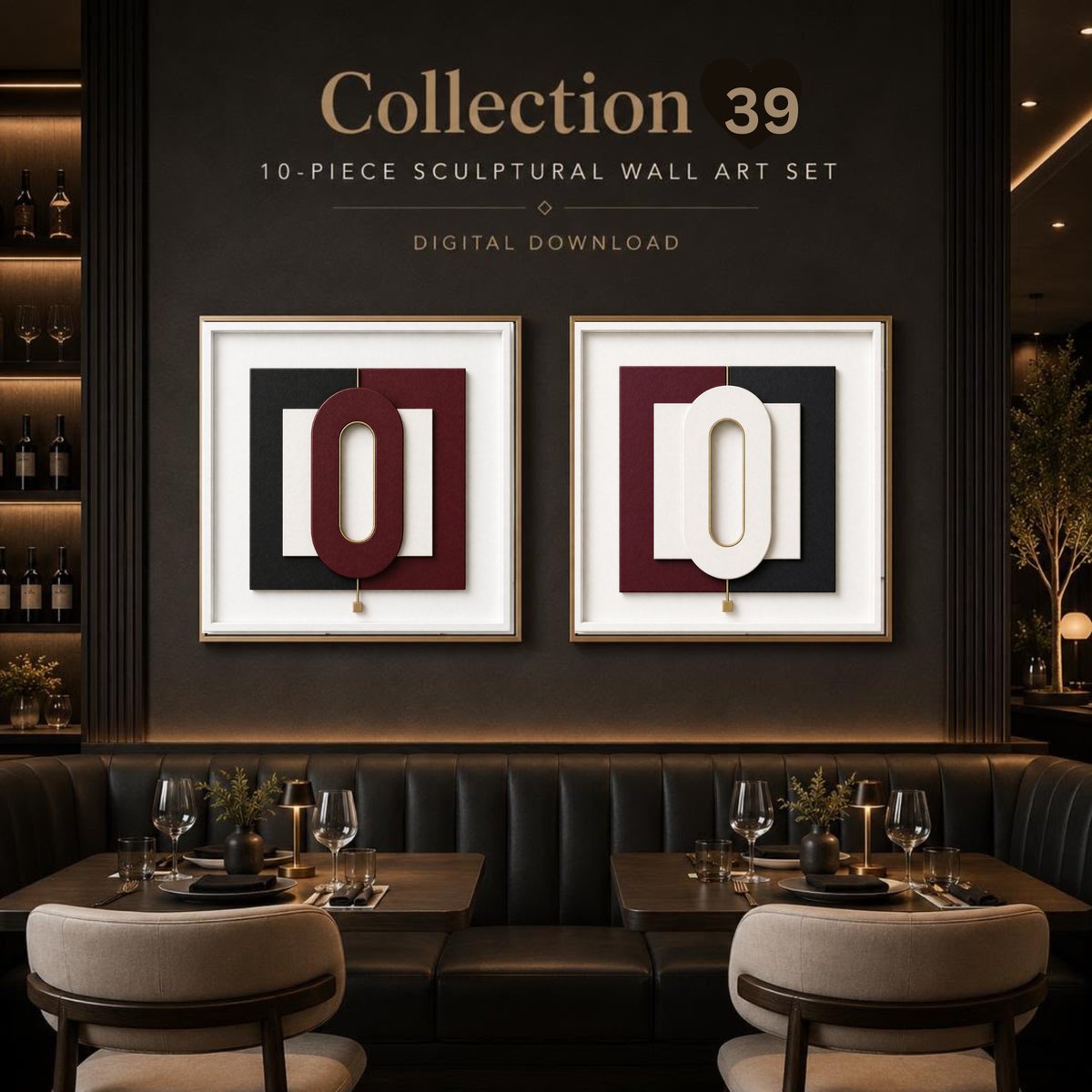 10-Piece Sculptural Abstract Wall Art Bundle | Luxury Printable Gallery Set | Instant Digital Download | 4 Sizes Included