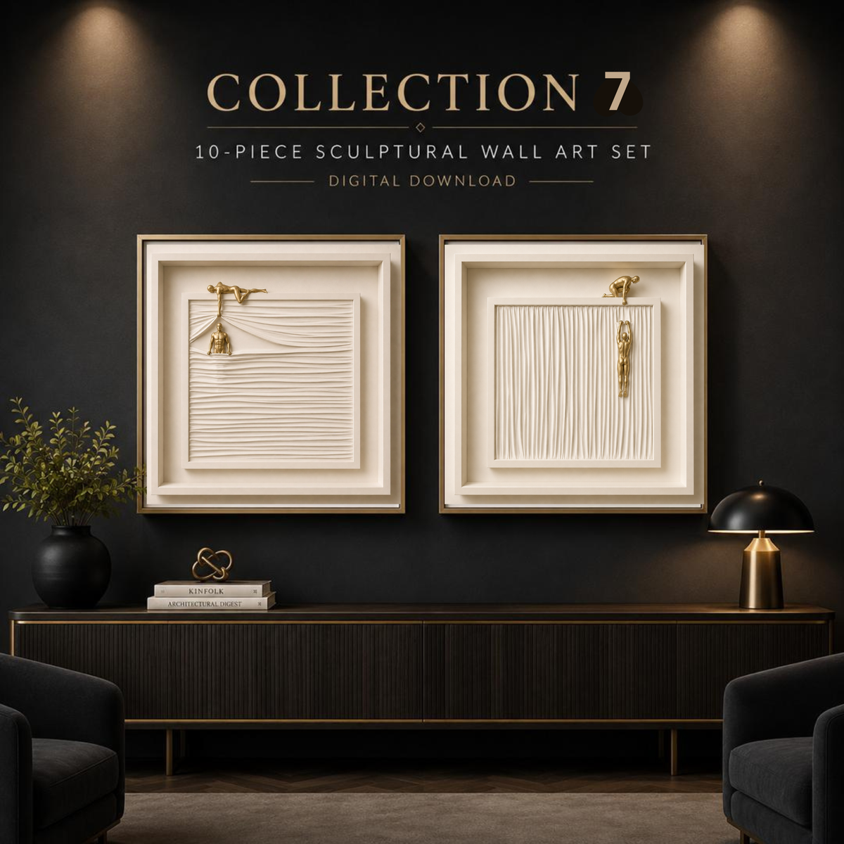 Curated Cream & Gold Abstract Wall Art Collection – 10-Piece Luxury Square Gallery Set for Modern Interiors, Hotels, Offices & Designer Spaces(Instant Download)