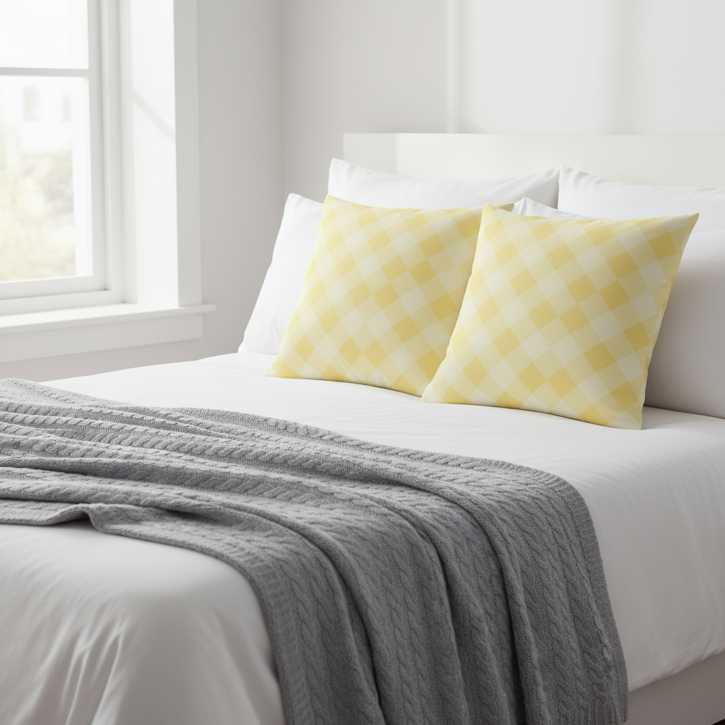 Yellow & White Abstract Throw Pillow | Modern Geometric Cushion | 18x18 & 22x22 Inches