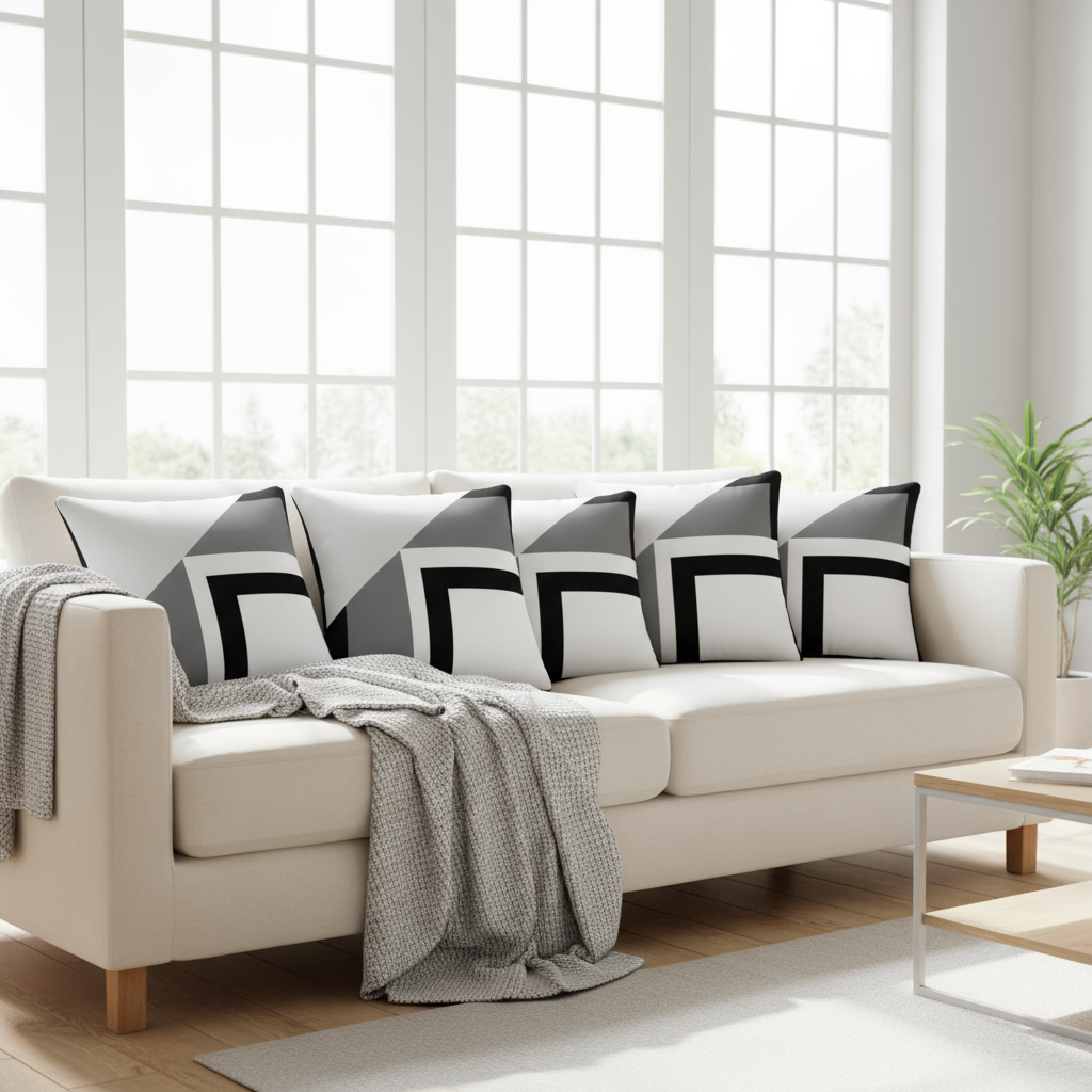 Abstract Modern Throw Pillow – 18x18” & 22x22” Neutral Decorative Cushion for Contemporary Spaces