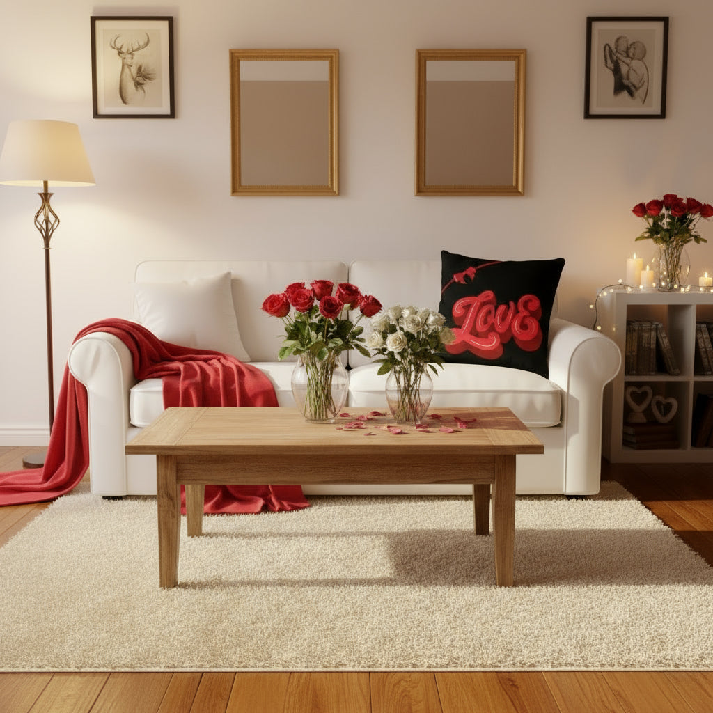 Valentine’s Throw Pillow Black & Red – Heart-Themed Romantic Cushion, 18x18 & 22x22 in